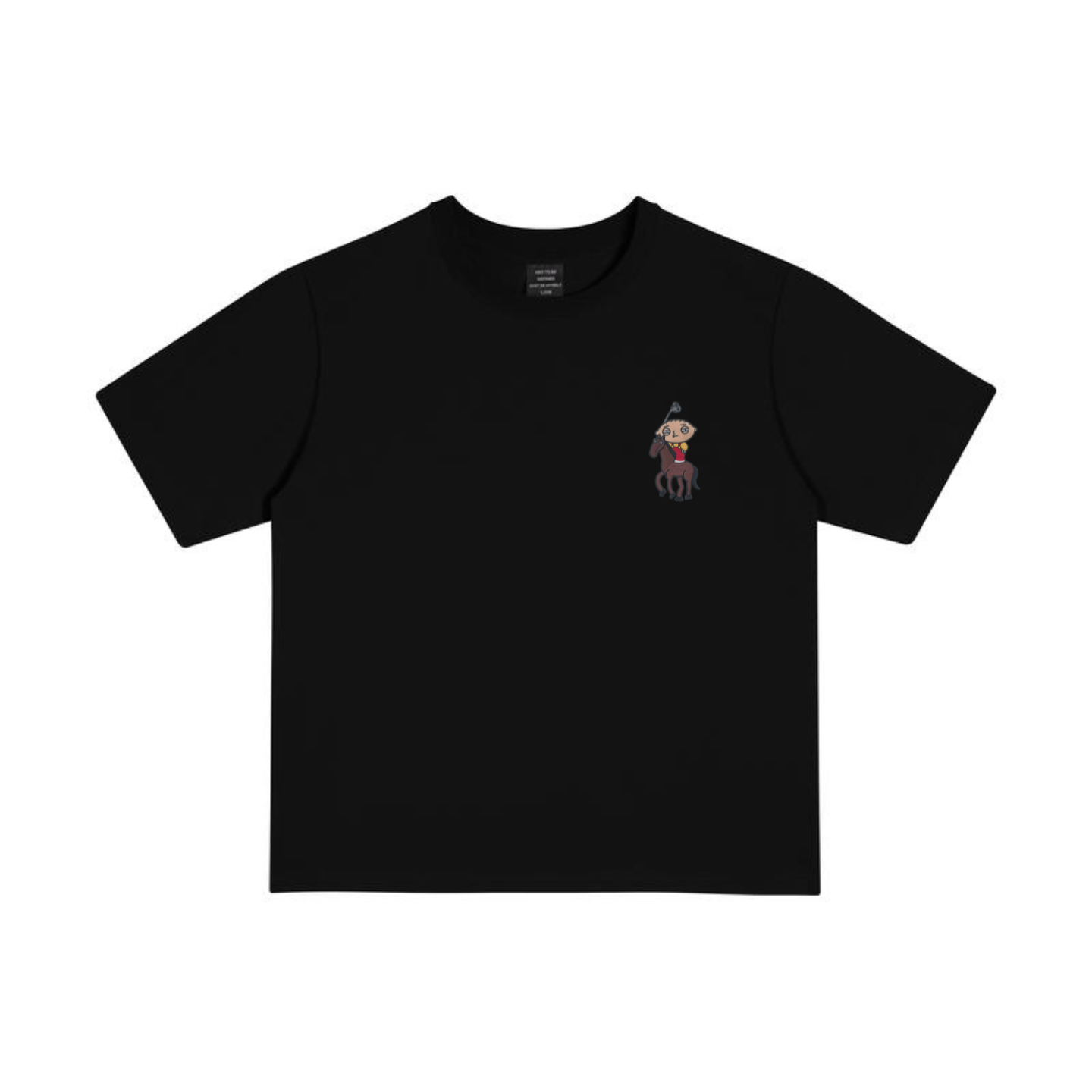 Stewie Rider Embroidered T-Shirt – Funny Meme Streetwear Cotton Tee