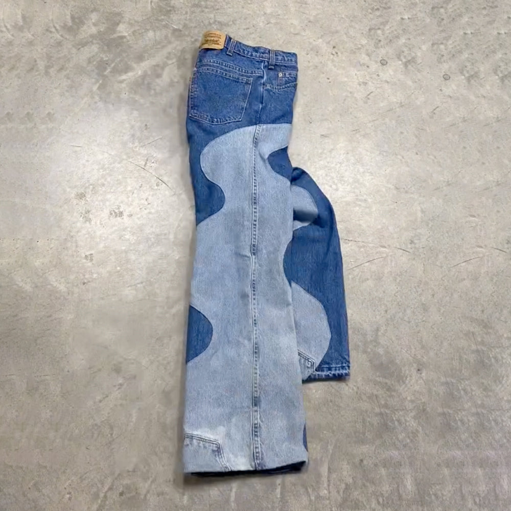 Contrast Panel Patchwork Jeans