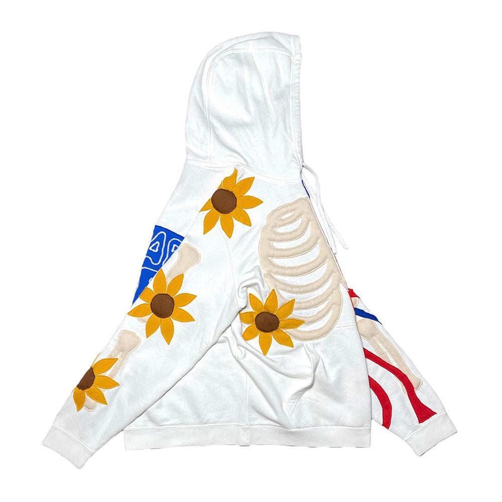 Human Organ Structure And Sunflower Pattern Patchwork Hoodie