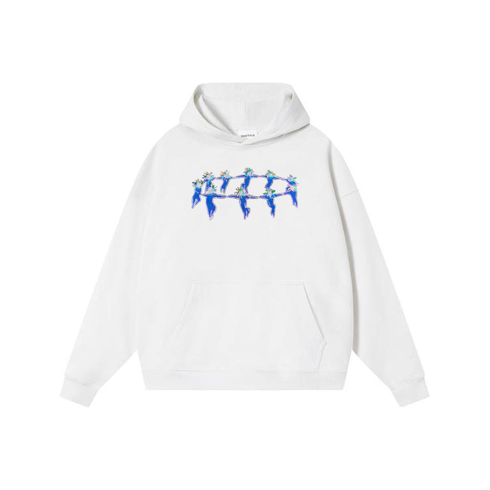 Hoodie With Embroidered Little Man Spinning Pattern