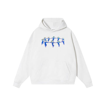 Hoodie With Embroidered Little Man Spinning Pattern