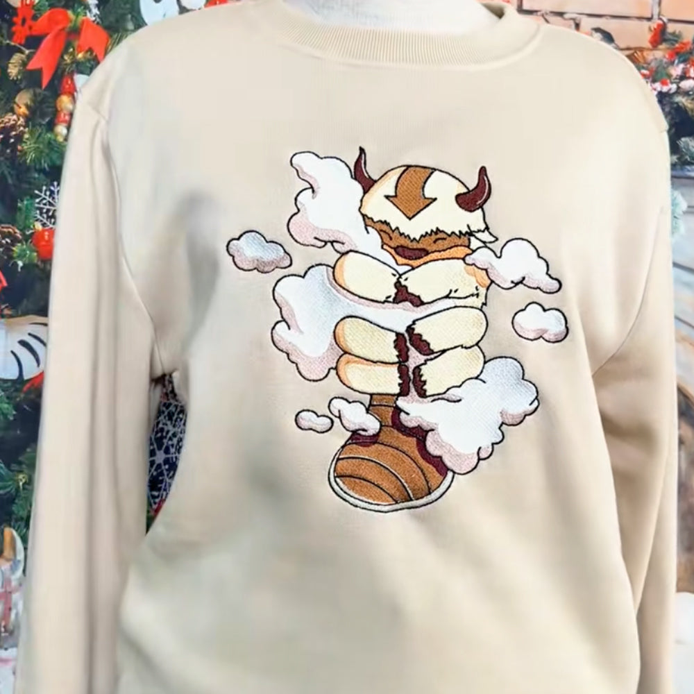 Devil Horn Hamburger Embroidered Sweatshirt