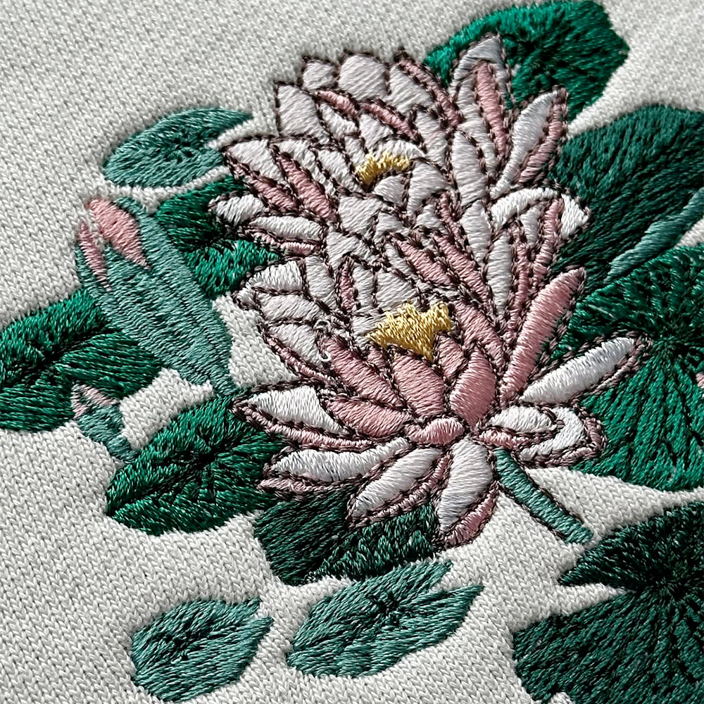 Lotus embroidered hooded sweatshirt