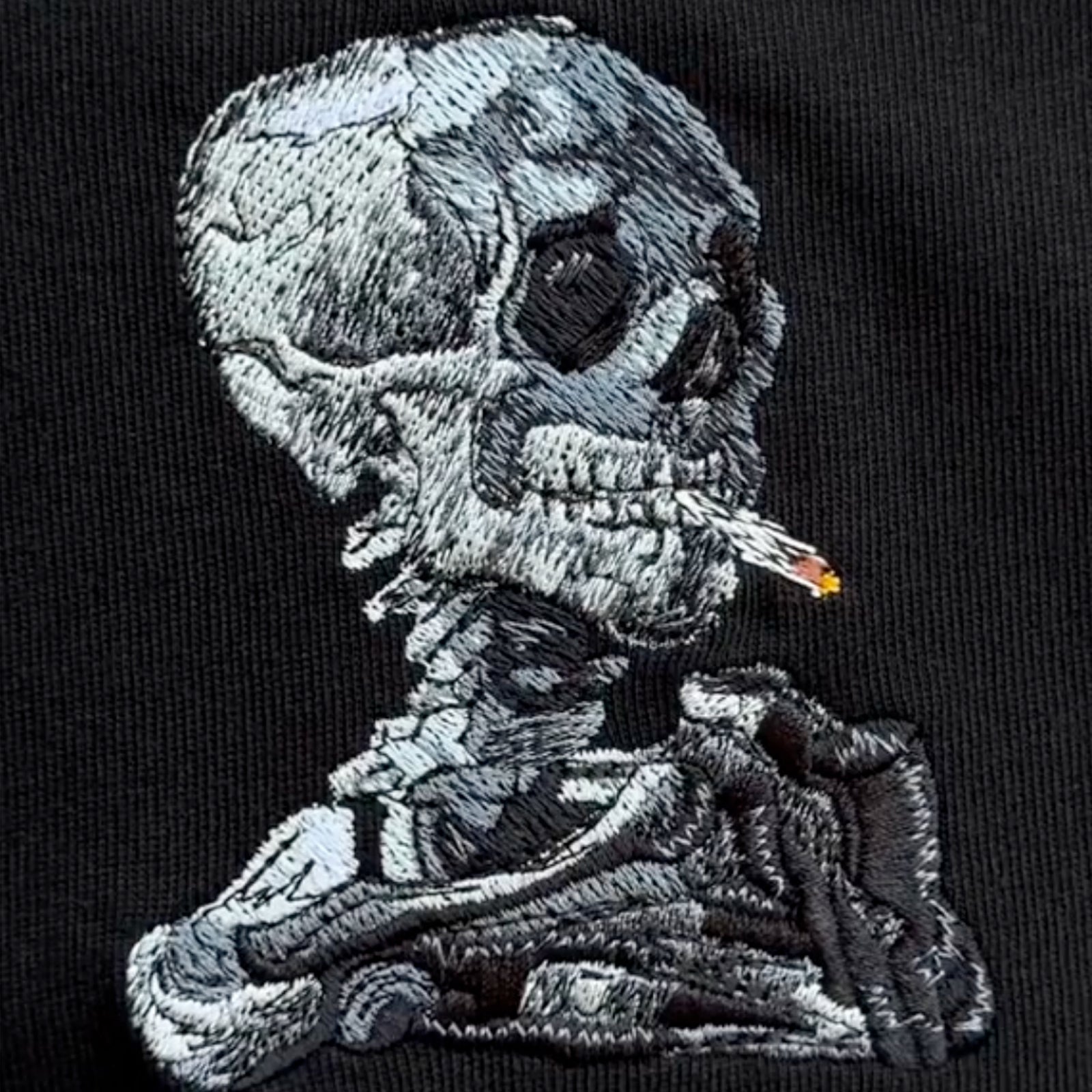 Metallic Skull Embroidered T-shirt