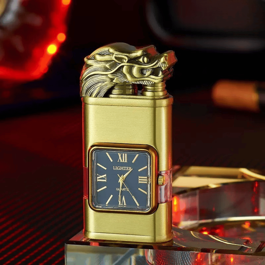 Dragon Head Quartz Clock Butane Lighter