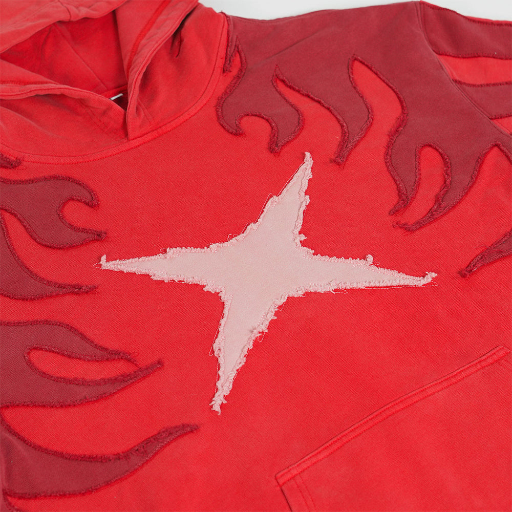 Bold Flame Lines & Ripped "X" Symbol Hoodie
