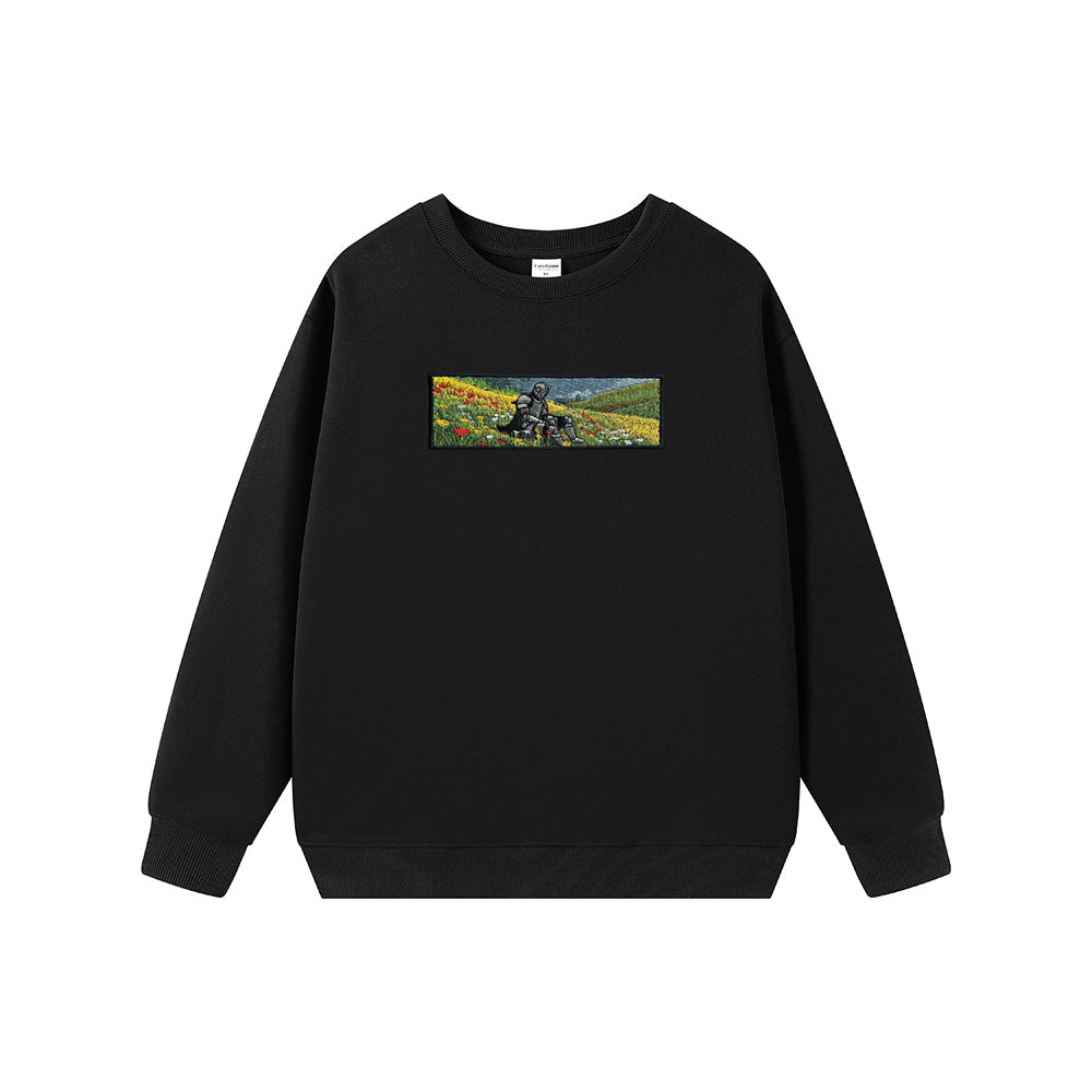 Embroidered Crew Neck Sweatshirt Brght Fantasy