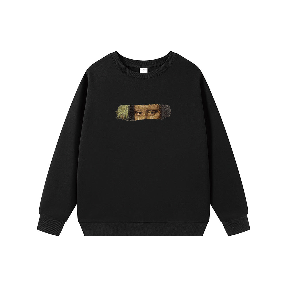 Embroidered Crew Neck Sweatshirt Mona Lisa