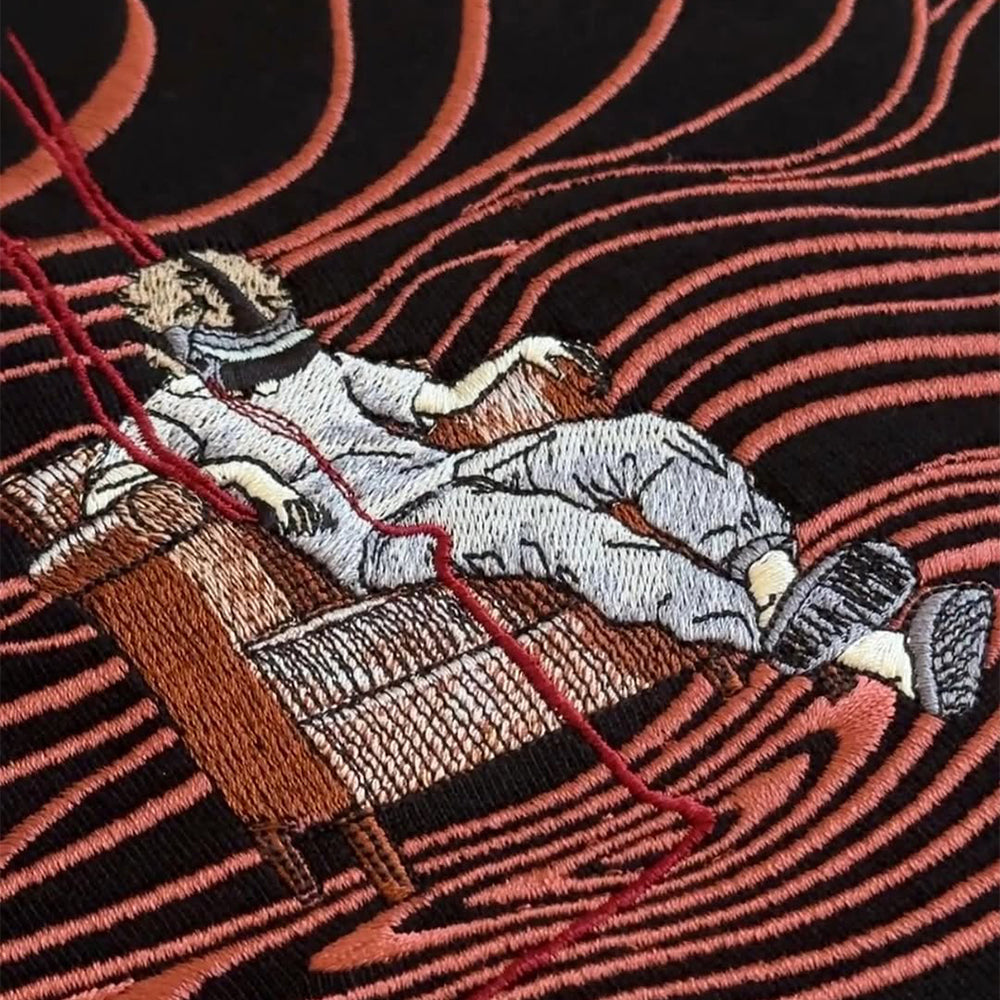 Embroidered sweatshirt in virtual space