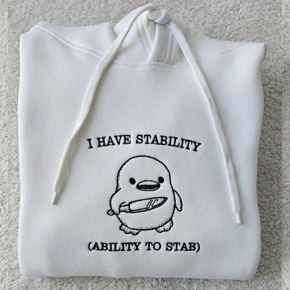 I Have Stability Funny Embroidered Hoodie