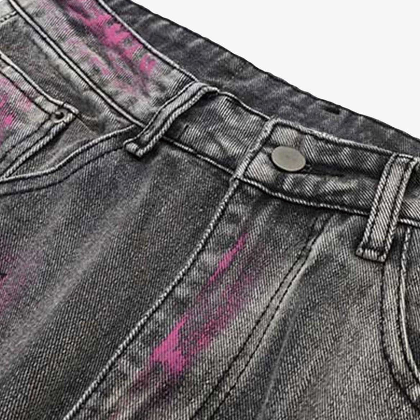 Graffiti Distressed Washed Baggy Jeans
