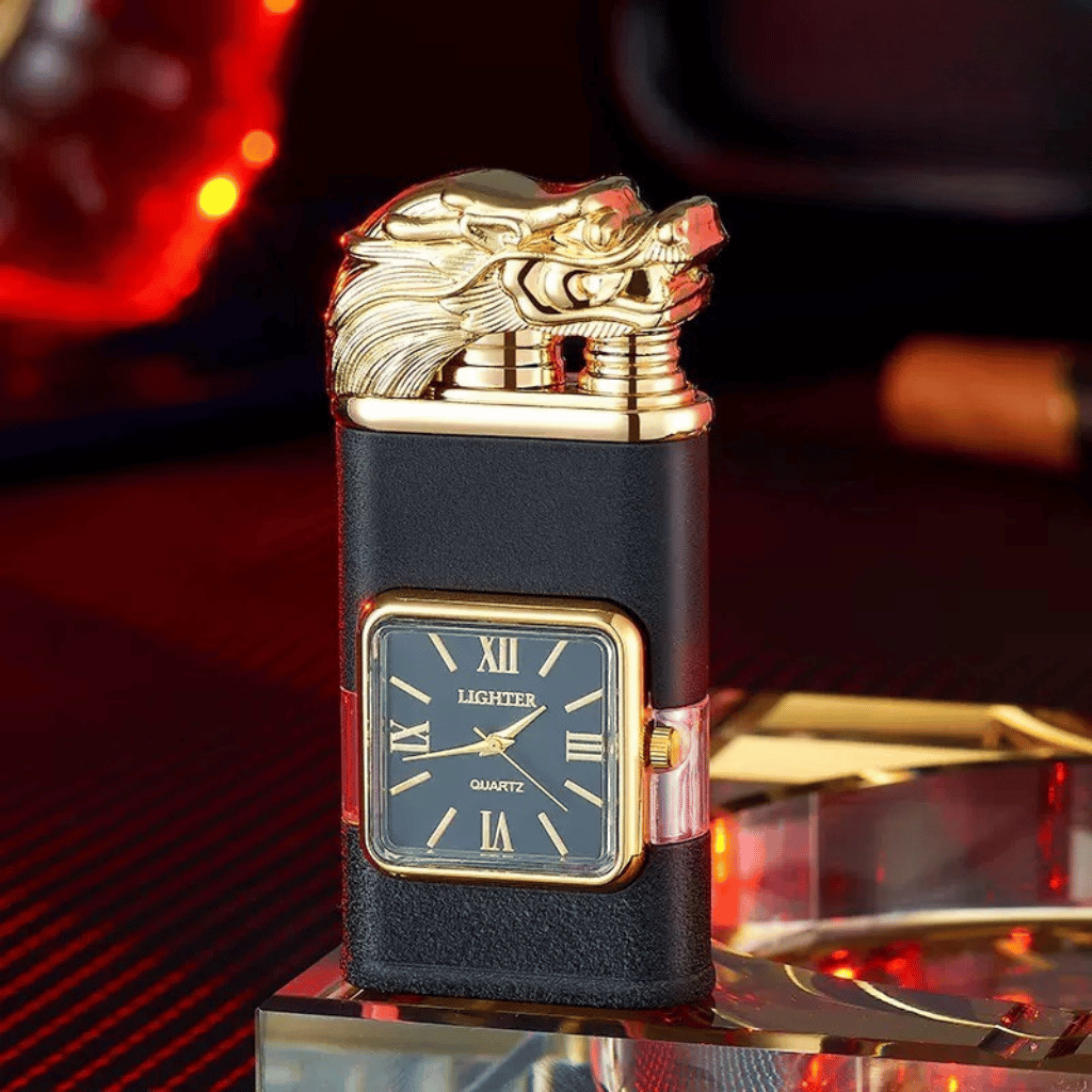 Dragon Head Quartz Clock Butane Lighter