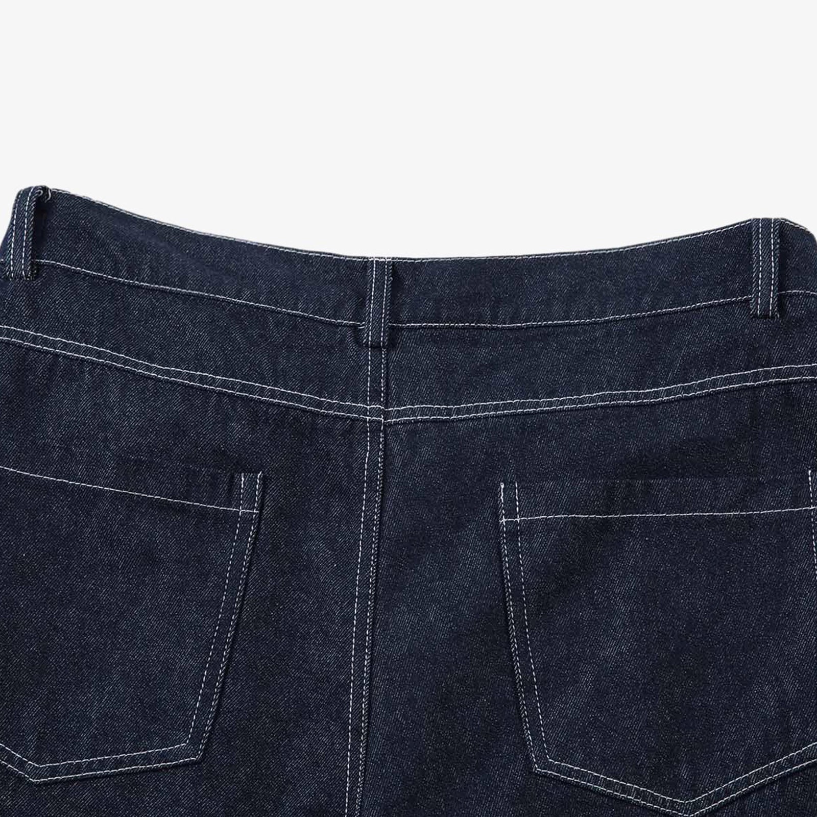 Deconstructed Contrast Stitching Pleated Baggy Barrel Jeans