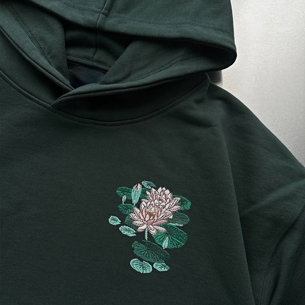 Lotus embroidered hooded sweatshirt