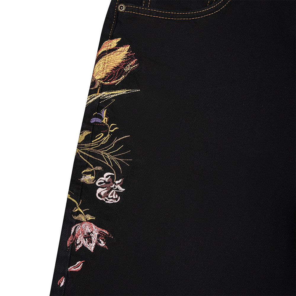 Embroidered Denim Jeans with Floral Bloom