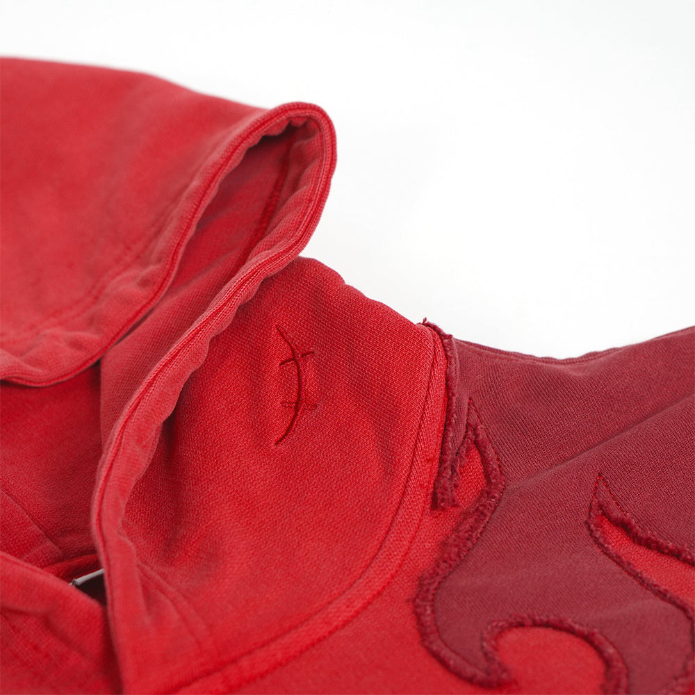 Bold Flame Lines & Ripped "X" Symbol Hoodie