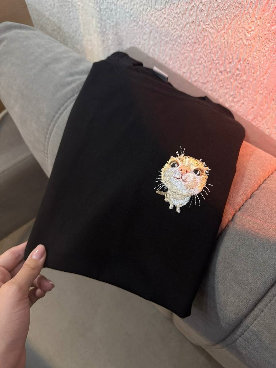 Pair Cat Embroidery Tee for Lovers