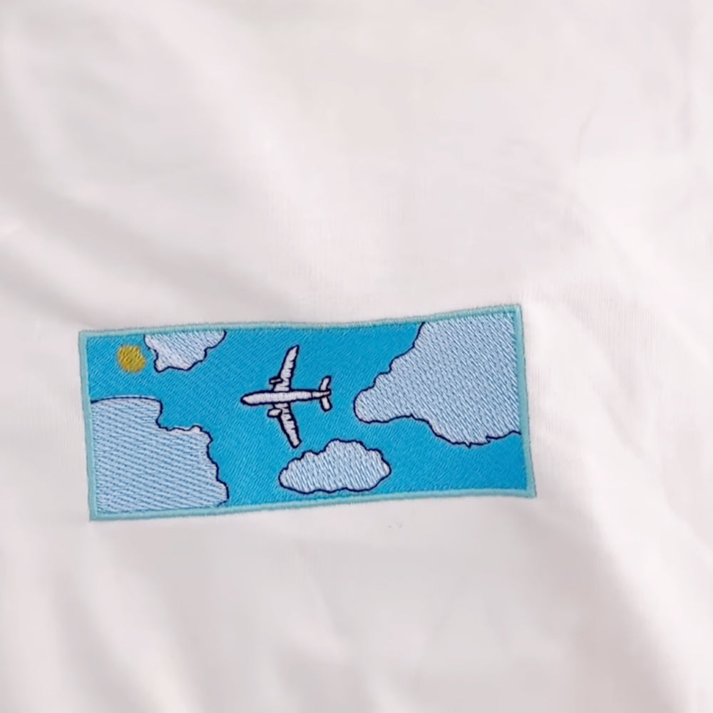 Airplane Pattern Embroidered Creative T-shirt