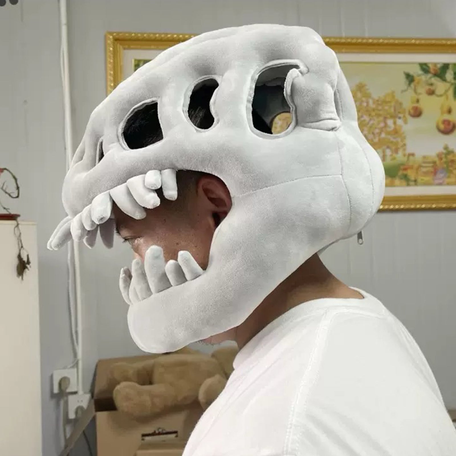 Halloween Dinosaur Monster Skeleton Mask Horror Plush Toy
