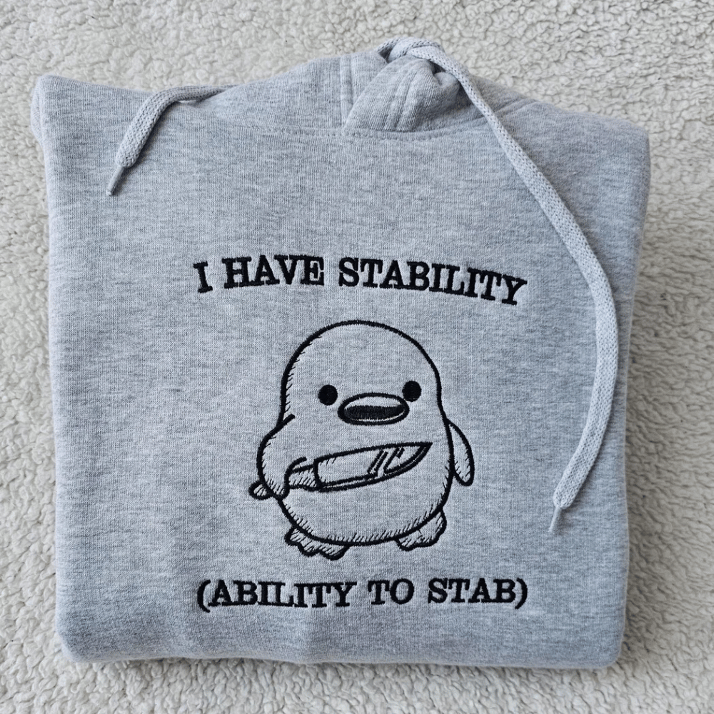 I Have Stability Funny Embroidered Hoodie