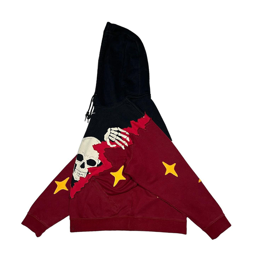 Fractured Skull Patchwork Hoodie