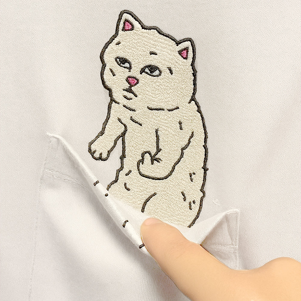 T-shirt with Embroidered Kitten Pattern