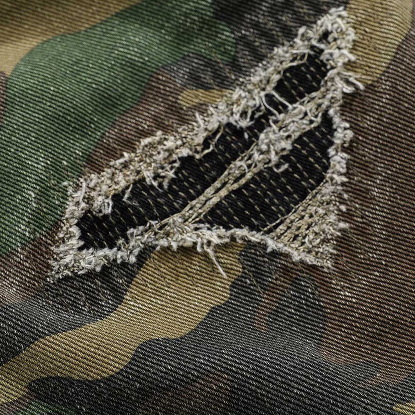 Ripped Camouflage Flared Cargo Pants