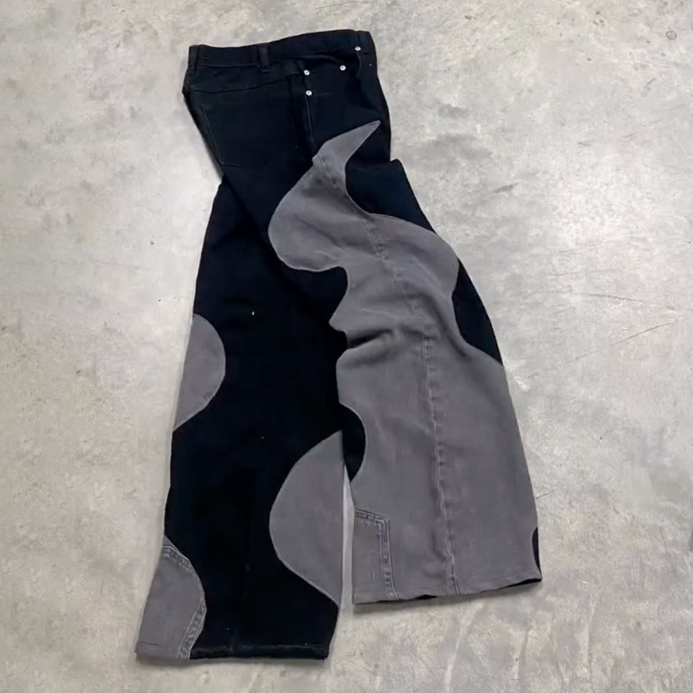Contrast Panel Patchwork Jeans