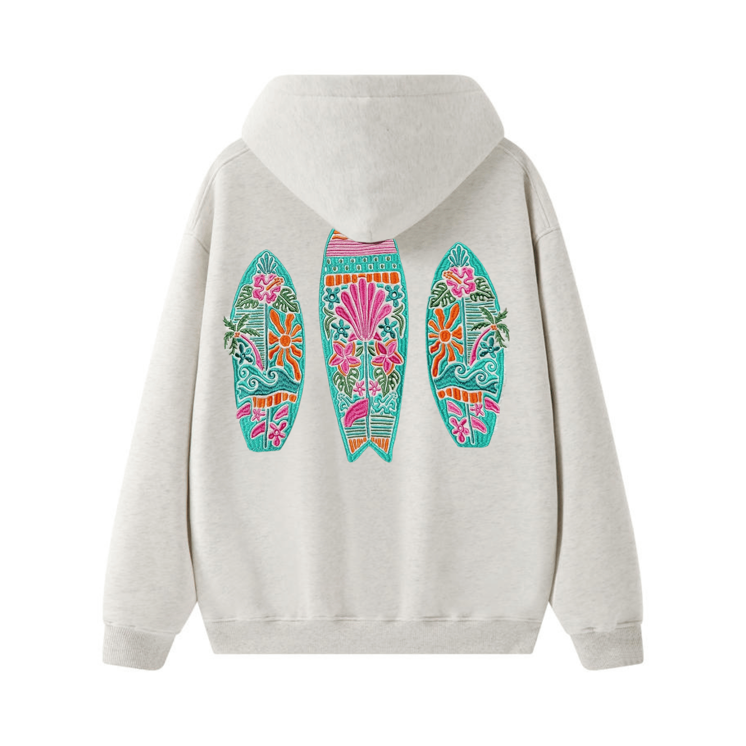 Embroidered Surfboard Floral Hoodie