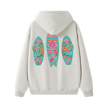 Embroidered Surfboard Floral Hoodie