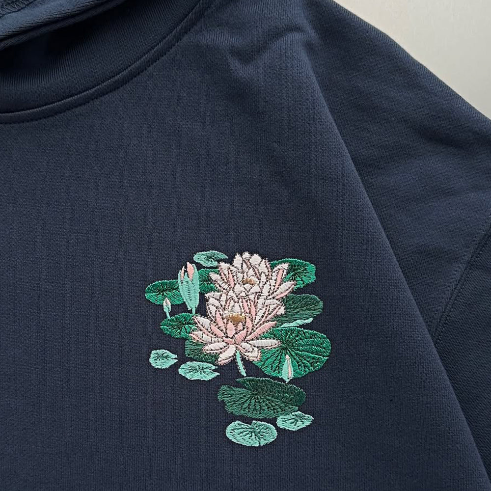 Lotus embroidered hooded sweatshirt