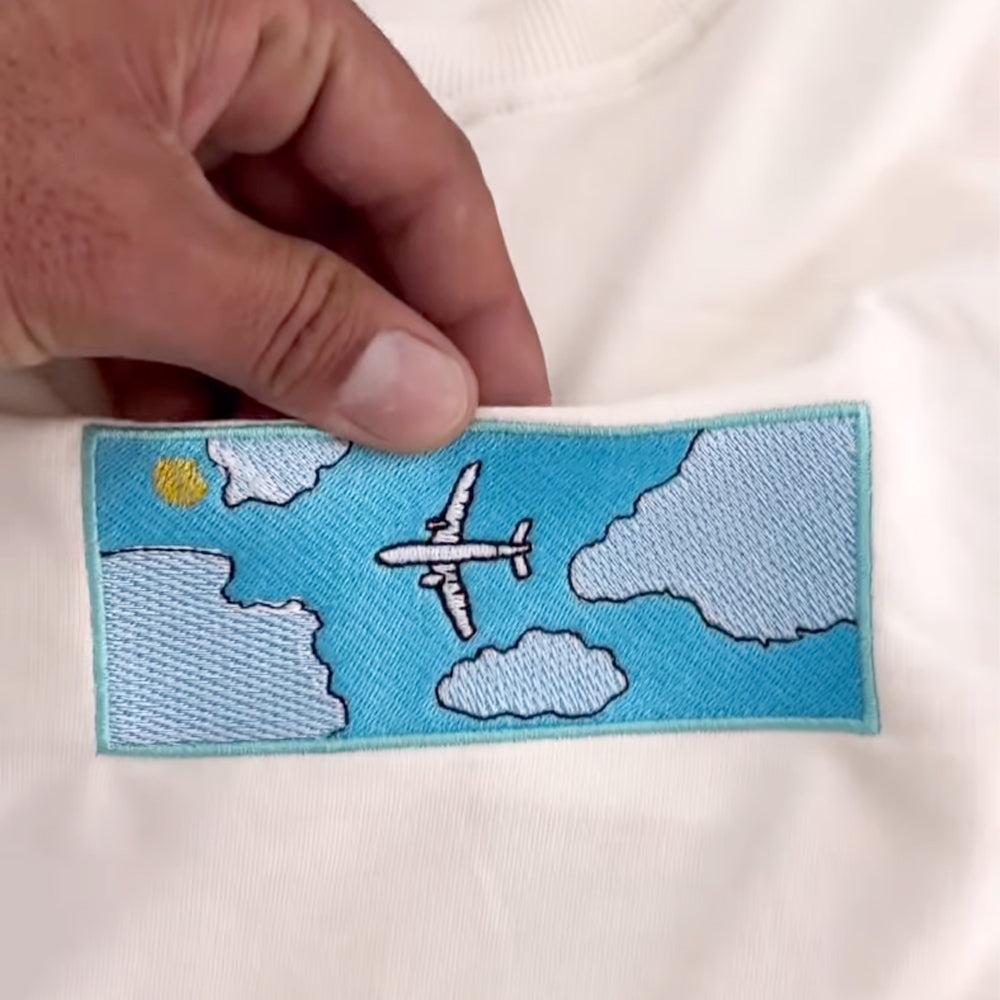 Airplane Pattern Embroidered Creative T-shirt