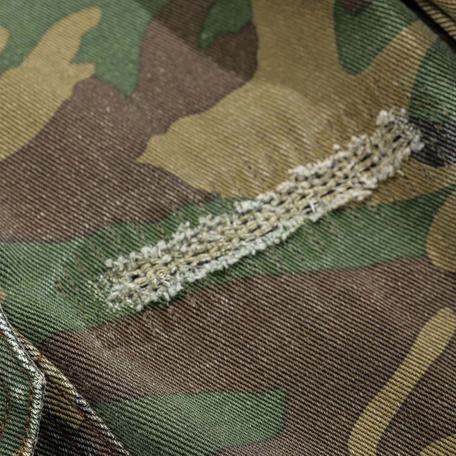 Ripped Camouflage Flared Cargo Pants