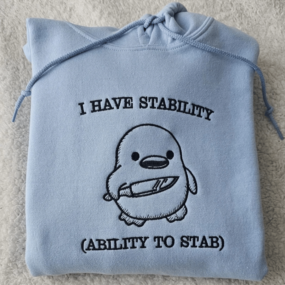 I Have Stability Funny Embroidered Hoodie