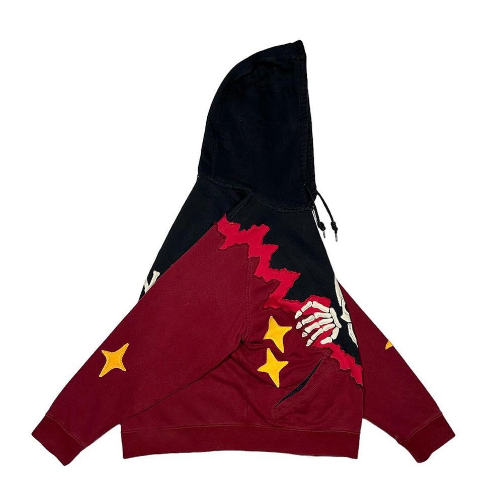 Fractured Skull Patchwork Hoodie