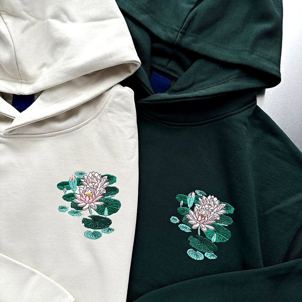 Lotus embroidered hooded sweatshirt