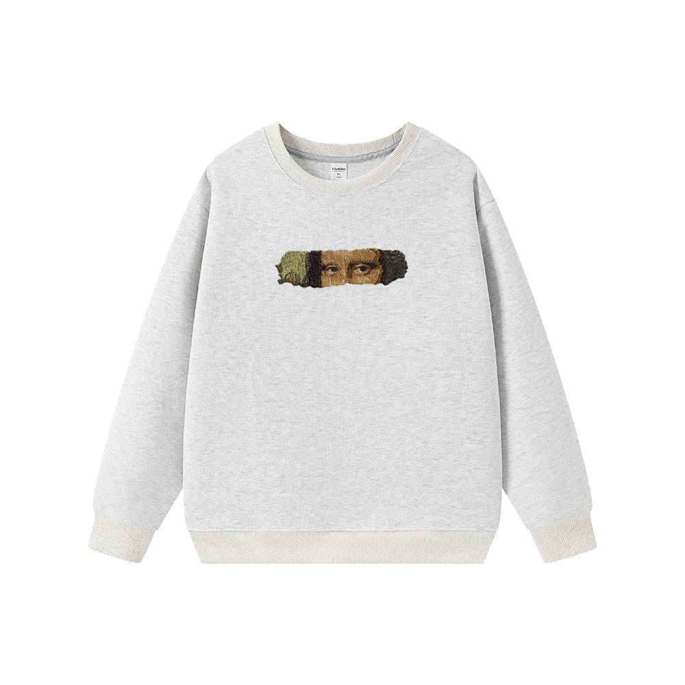 Embroidered Crew Neck Sweatshirt Mona Lisa