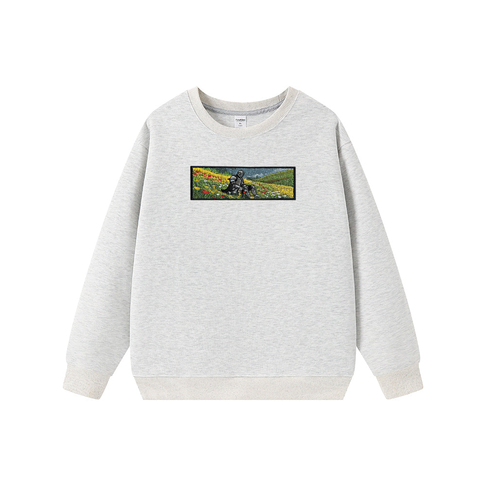 Embroidered Crew Neck Sweatshirt Brght Fantasy