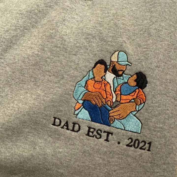 Custom Embroidered Photo Portrait Sweatshirt For Dad