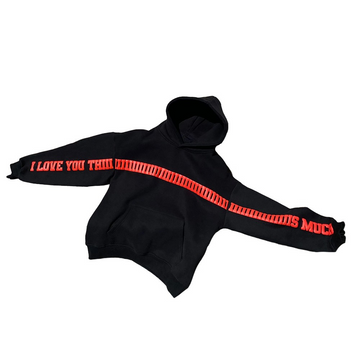 "I LOVE YOU THIS MUCH" Puffy Print Letter Hoodie