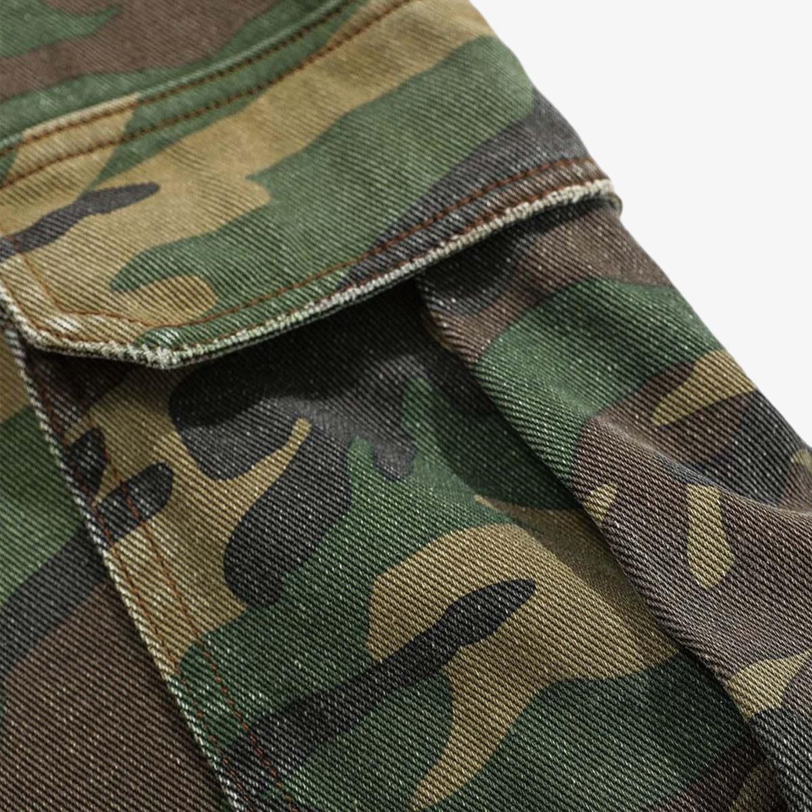 Ripped Camouflage Flared Cargo Pants