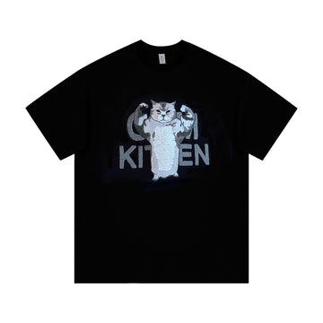 Workout Cat Embroidered Couple T-Shirts