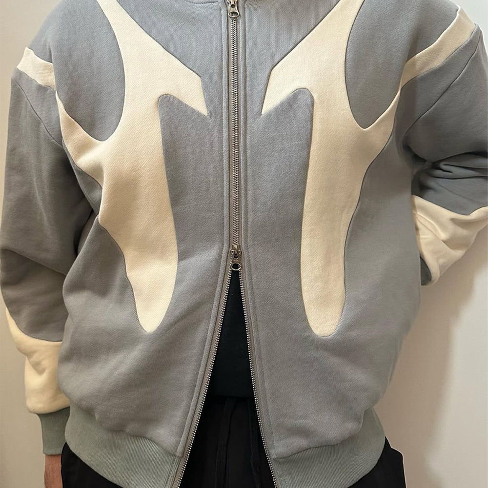 Contrast Zip-Up Hoodie