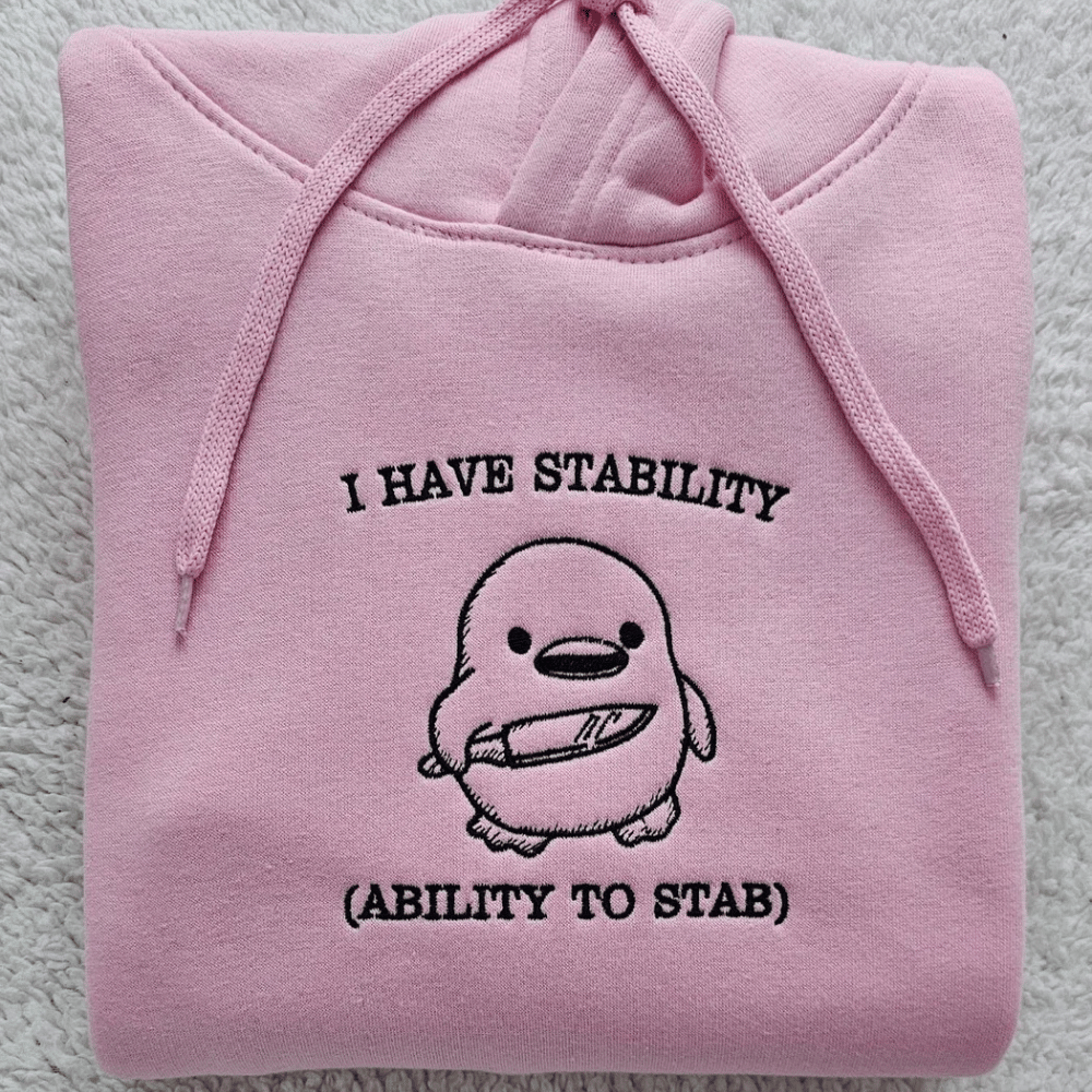 I Have Stability Funny Embroidered Hoodie