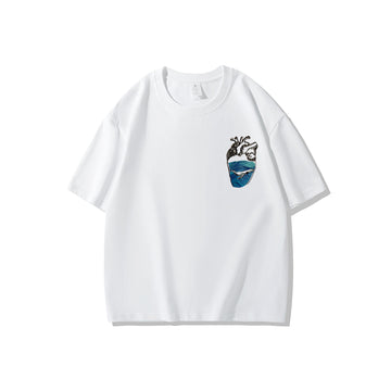 Ocean Heart Embroidery Graphic T-Shirt