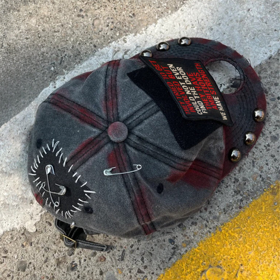Distressed Vintage Patch Hat with Studs