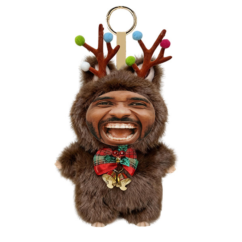 Funny Custom Christmas Yebubu Plush Keychain with Your Face – Perfect Gift In Different Colors