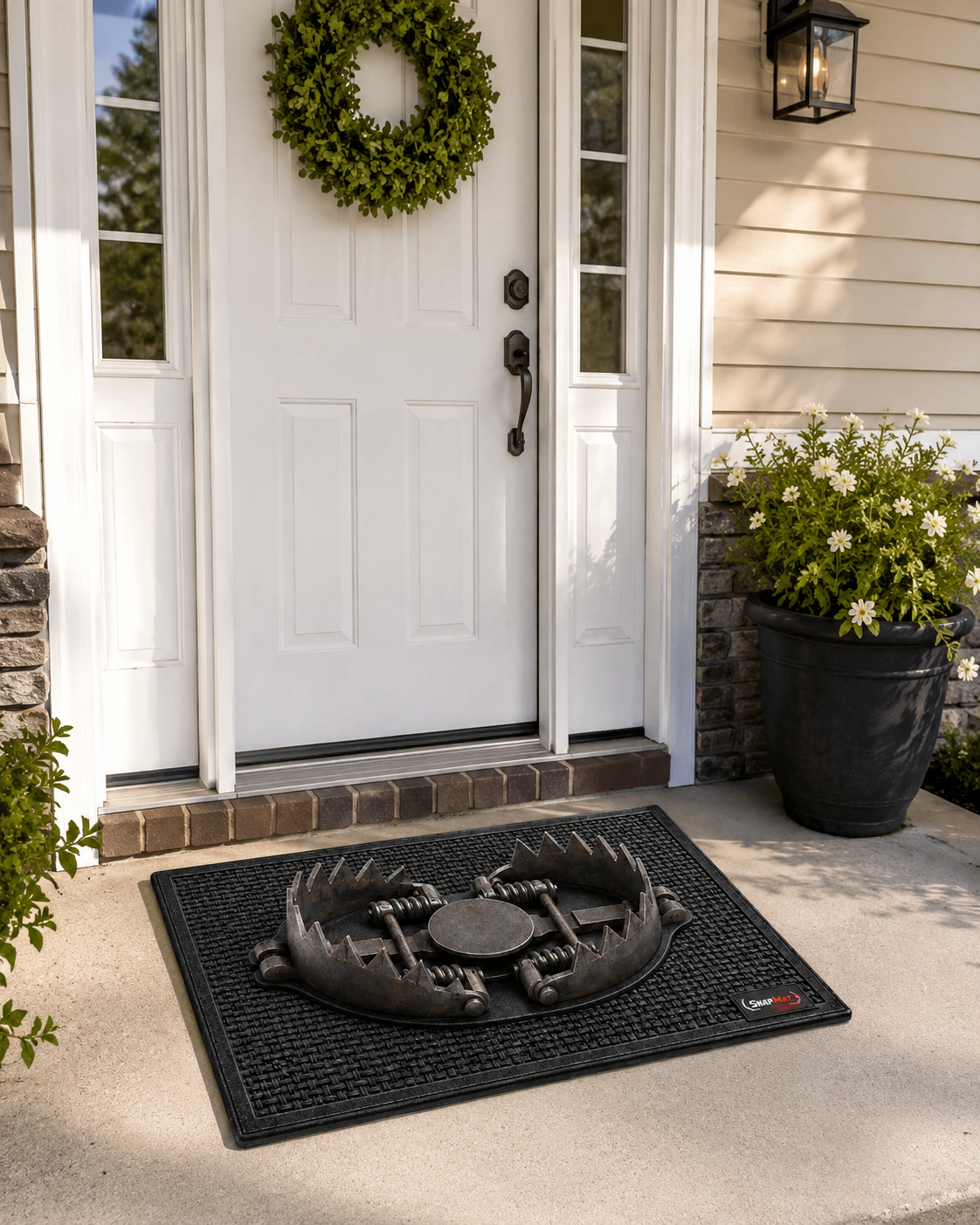 TrapStep realistic bear trap doormat entryway display