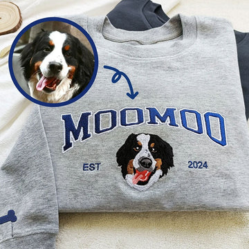 Embroidered Pet Portrait Photo Sweatshirt Custom Dog Hoodie with Photo and Name
