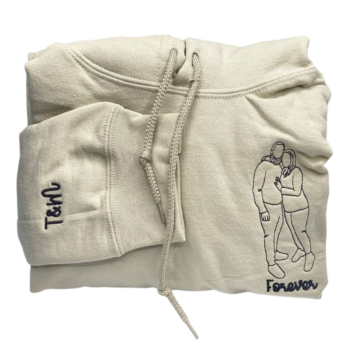 Custom Embroidered Photo Portrait Couple Hoodie or Sweatshirt